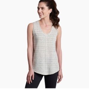 Kuhl Striped white and charcoal Casual Tank Top size medium